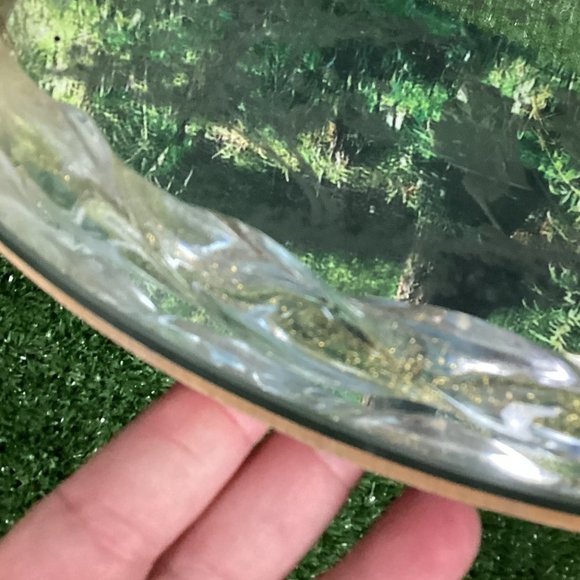 Vintage Murano Glass Serving Tray Etched Mirror 24kt Gold Flecks - Picture 4 of 10